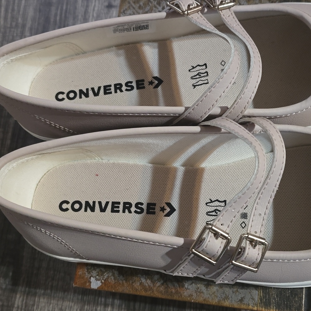 Women’s Converse Mary Jane Canvas Sneakers in Light Taupe - Picture 2 of 5